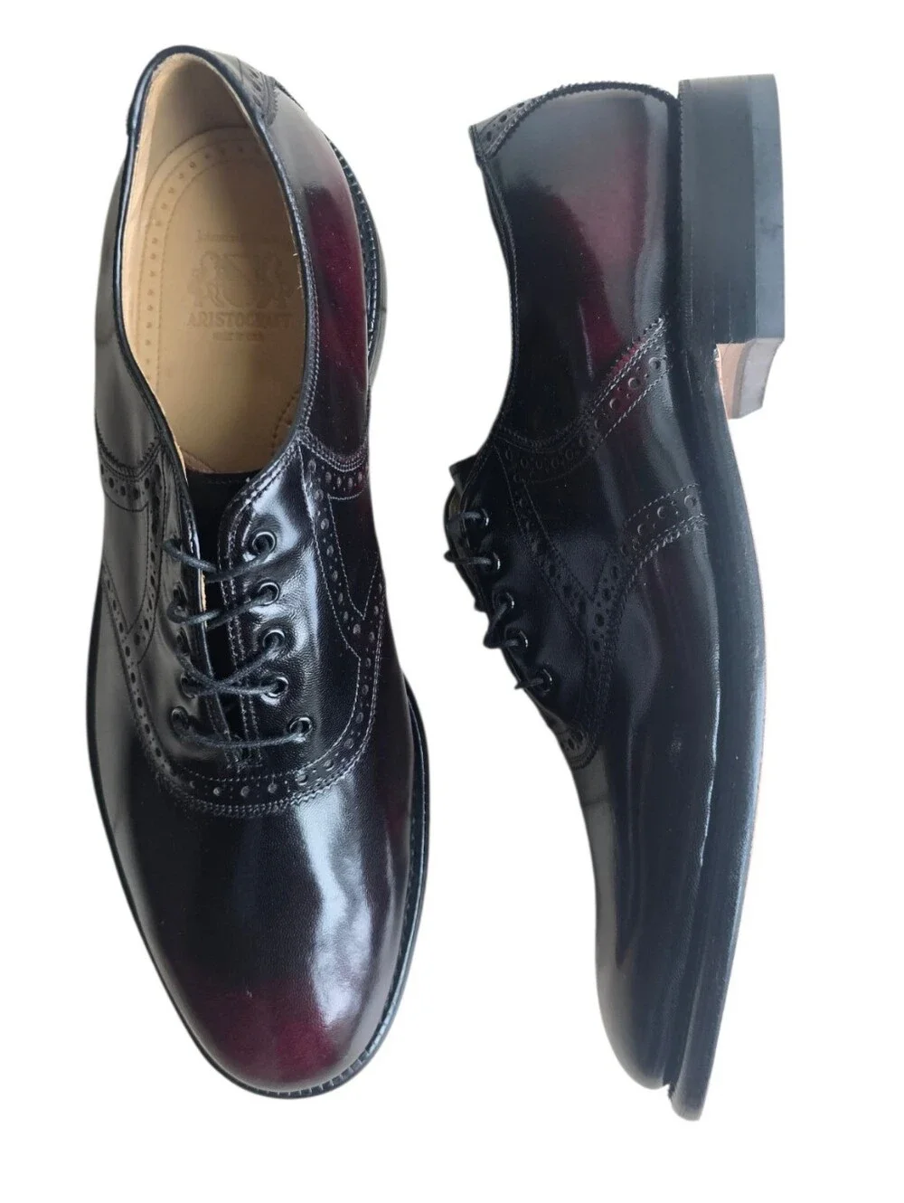 NEW Vintage Johnston & Murphy Aristocraft Burgundy/Black Leather Saddle Oxfords